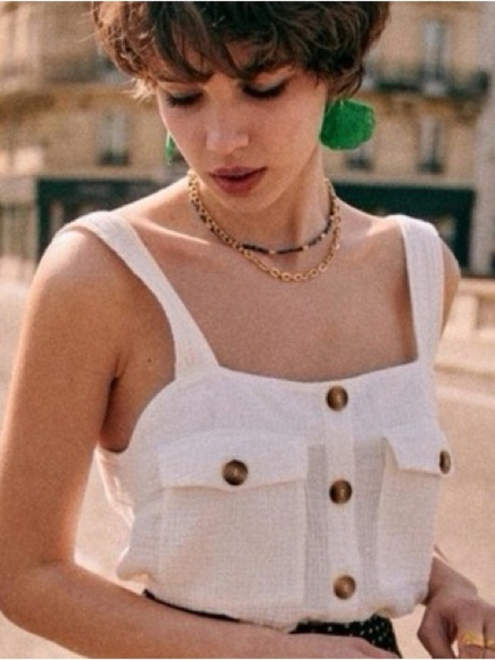Sézane Samuel Tank Blouse Too Ecru NWOT 38/6